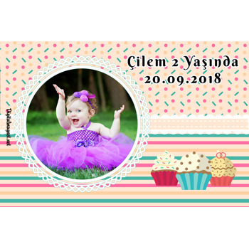 Cup Cake Temalı Doğum Günü Magnet