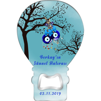 Dalda Nazar Boncuğu Temalı Balon Ahşap Magnet 