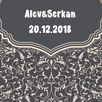 Damask Desenli Söz Nişan Nikah Temalı Kare Parti Afiş