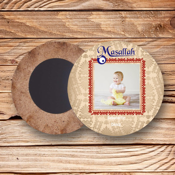 Damask Motifli Sünnet Temalı Ahşap Magnet