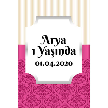 Damask Vişne ve Krem Çizgiler Temalı Afiş