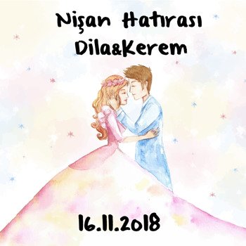 Dans Eden Çift Zeminli Söz Nişan Nikah Temalı Kare Parti Afiş
