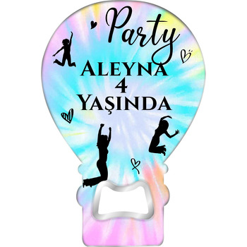 Dansçı İnsan Silüetleri ile Party Temalı Balon Ahşap Magnet 