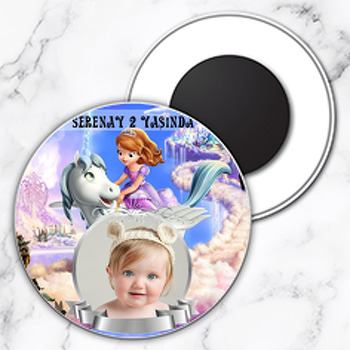 Sofia Temalı Resimli Daire Plastik Magnet