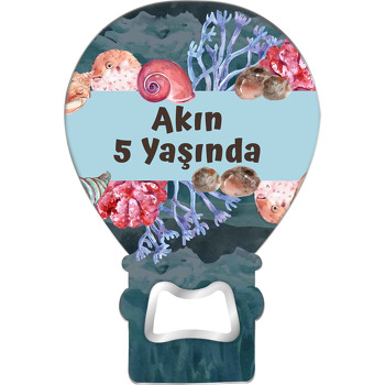 Deniz Altında Mercanlar Temalı Balon Ahşap Magnet 