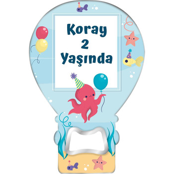 Deniz Altında Parti Temalı Balon Ahşap Magnet 