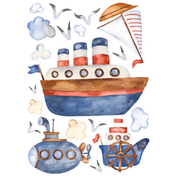 Deniz Araçları Temalı Duvar Sticker