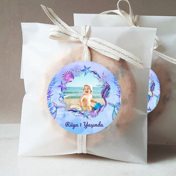 Deniz Canlıları ile Mor Fon Temalı Sticker