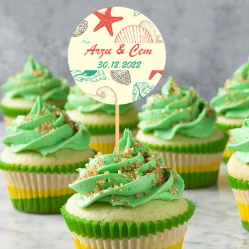 Deniz Kabukları ile Sarı Fon Temalı Parti Kürdan Süs