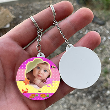 Deniz Temalı Daire Plastik Anahtarlık