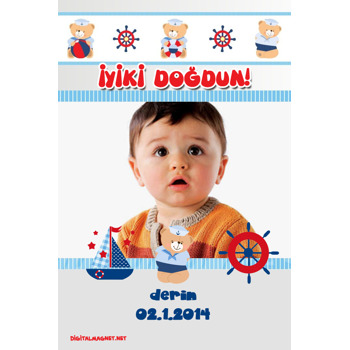 Deniz ve Ayıcıklı Doğum Günü Magnet