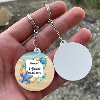 Deniz Yıldızı Temalı Daire Plastik Anahtarlık