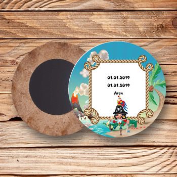 Denizci Korsan Temalı Ahşap Daire Magnet
