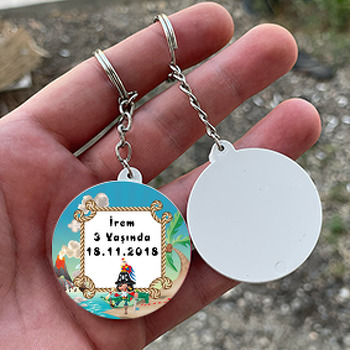 Denizci Korsan Temalı Daire Plastik Anahtarlık