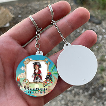 Denizci Korsan Temalı Resimli Daire Plastik Anahtarlık