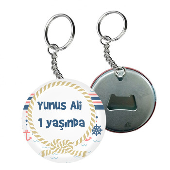 Denizci Mavi Beyaz Temalı Arkası Açacak Anahtarlık