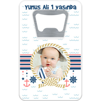 Denizci Mavi Beyaz Temalı Dikdörtgen Magnet Açacak