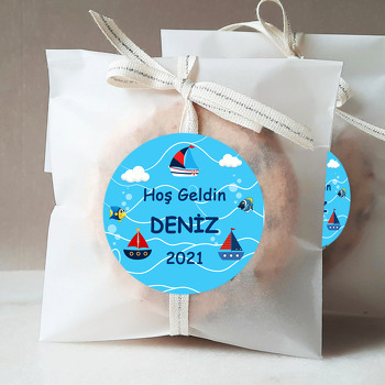 Denizde Balıklar ve Gemiler Temalı Hoşgeldin Bebek Sticker