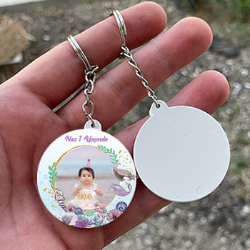 Denizkızı ile Gold Simler Temalı Daire Plastik Anahtarlık