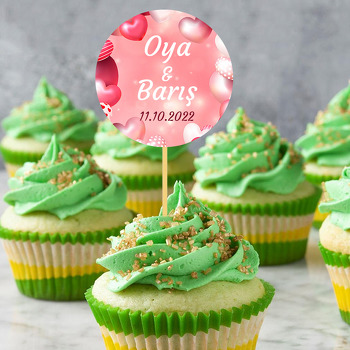 Desenli Kalpler ile Pembe Fon Temalı Parti Kürdan Süs