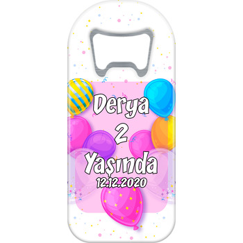 Desenli Renkli Balonlar ve Pembe Beyaz Fon Temalı Doğum Günü Uzun Açacak