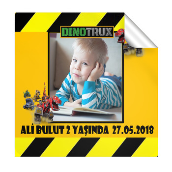Dinotrux Temalı Kare Etiket