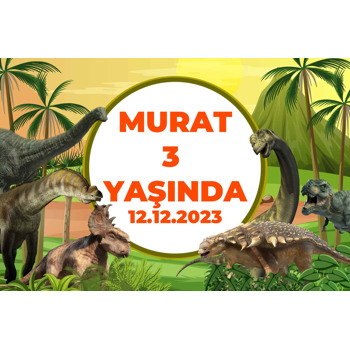 Dinozor Dünyası Temalı Doğum Günü Afiş