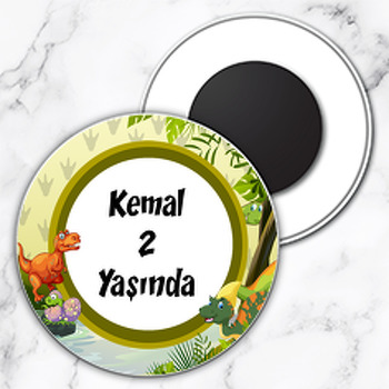 Dinozorlar Temalı Daire Plastik Magnet