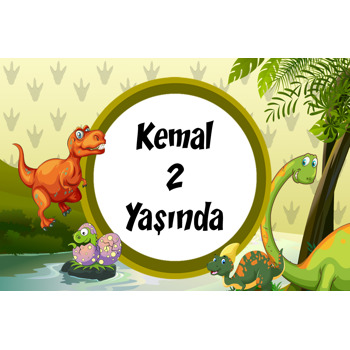 Dinozorlar Temalı Doğum Günü Afiş