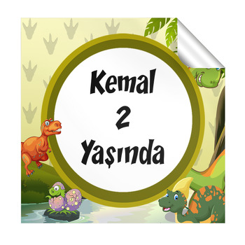 Dinozorlar Temalı Kare Etiket
