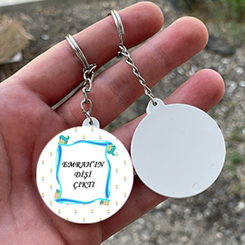 Diş Fırçası Temalı Daire Plastik Anahtarlık