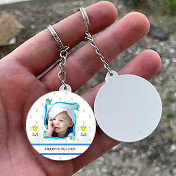 Diş Fırçası Temalı Resimli Daire Plastik Anahtarlık