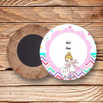 Diş Perisi Temalı Ahşap Daire Magnet