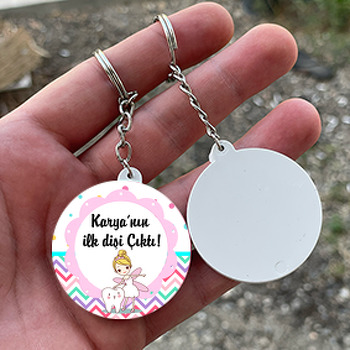 Diş Perisi Temalı Daire Plastik Anahtarlık