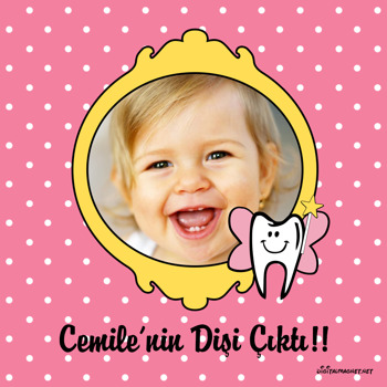 Diş Temalı Kız Bebek   Kare Parti Afiş