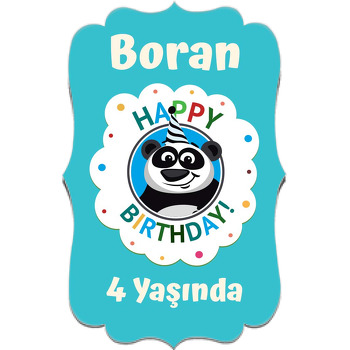 Doğum Günü Pandası Temalı Özel Kesim Magnet