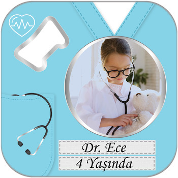 Doktor Uniforma Temalı Kare Magnet Açacak