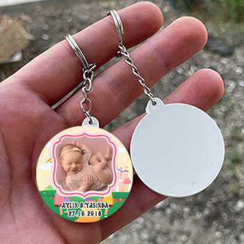 Dondurma 2 Temalı Resimli Daire Plastik Anahtarlık