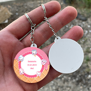 Dondurma Temalı Daire Plastik Anahtarlık