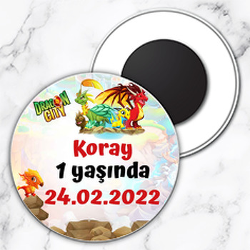 Dragon City Temalı Daire Plastik Magnet