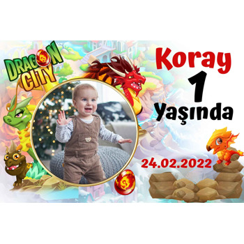 Dragon City Temalı Doğum Günü Plastik Magnet