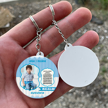 Dua 2 Temalı Resimli Daire Plastik Anahtarlık