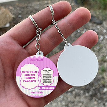 Dua 3 Temalı Daire Plastik Anahtarlık