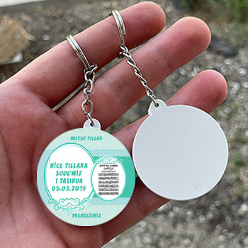 Dua 4 Temalı Daire Plastik Anahtarlık