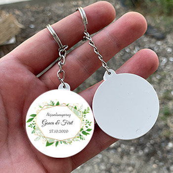 Egzotik Yapraklar Temalı Daire Plastik Anahtarlık