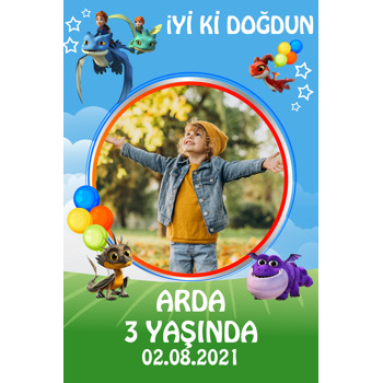 Ejderha Kurtarıcı Ekibi Temalı Doğum Günü Magnet