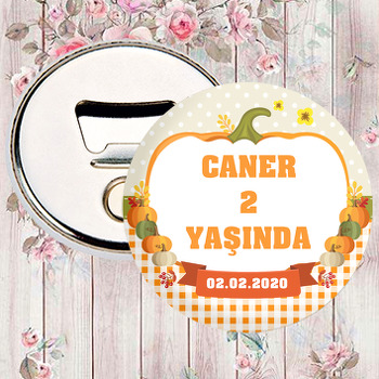 Ekose ve Puantiyeli Balkabağı Temalı Magnet Açacak