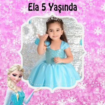 Elsa Pembe Fon Temalı Kare Parti Afiş