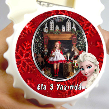 Elsa Yılbaşı Kırmızı Fon Temalı Resimli Kapak Şekilli Magnet Açacak