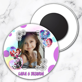 Enchantimals  Temalı Resimli Daire Plastik Magnet